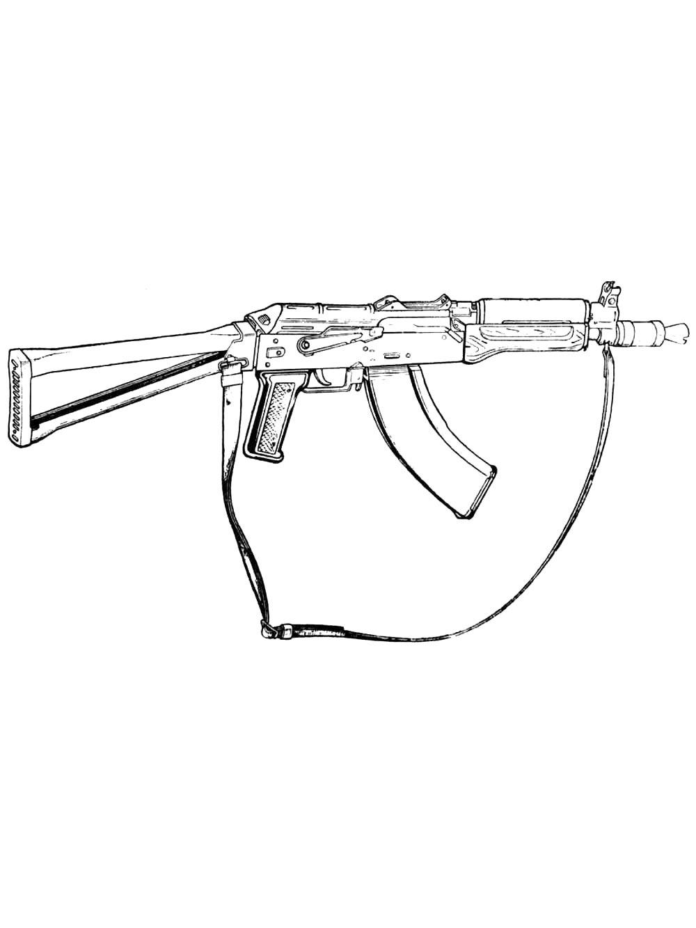 Раскраска Автомат Калашникова 2