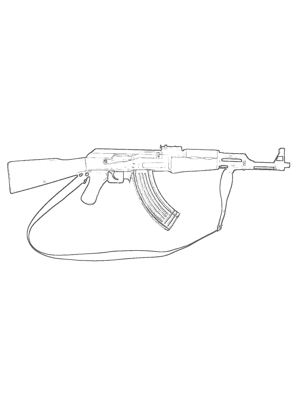 Раскраска Автомат Калашникова 2