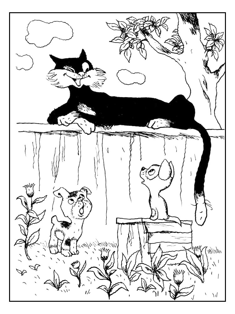 Раскраска котенок гав 4