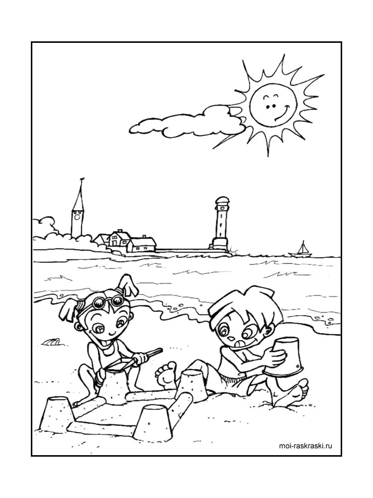 Раскраска Пляж 2