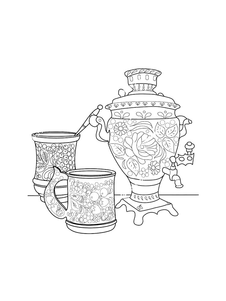 Раскраска Самовар 2