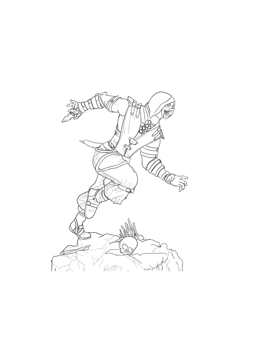 Раскраска Скорпион Mortal Kombat 2
