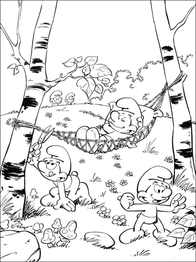 Раскраска смурфики 4