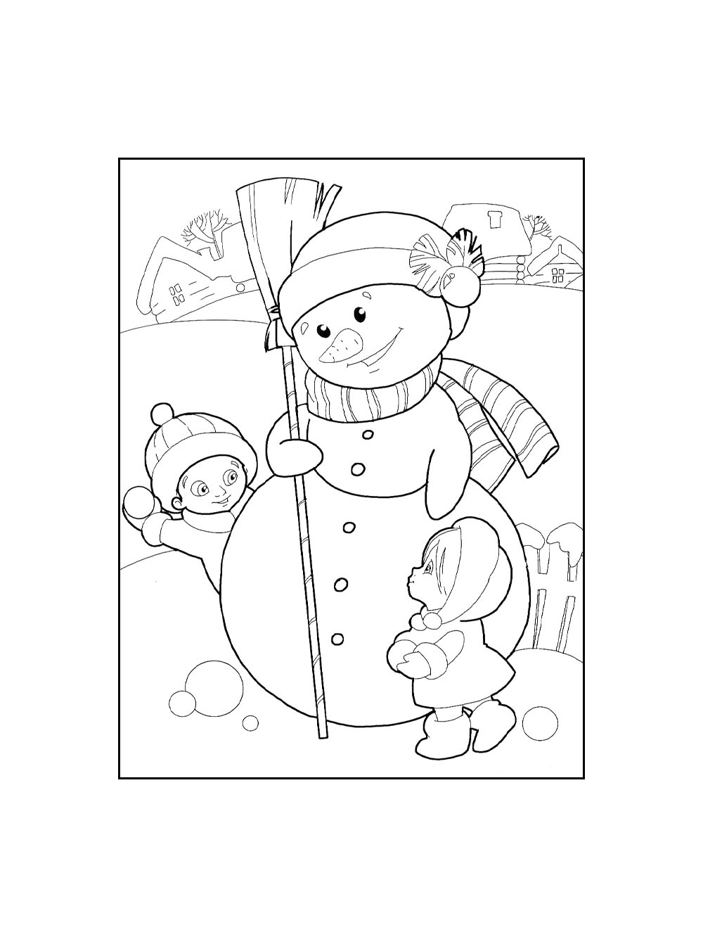 Раскраска снеговика для детей 5