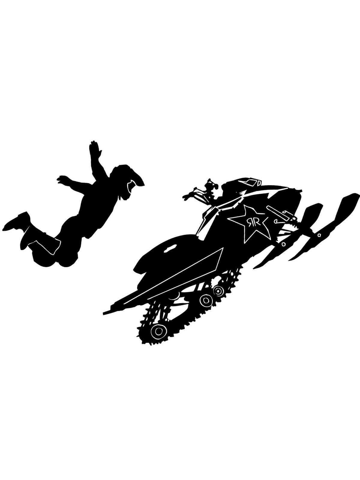 Раскраска трафареты снегохода