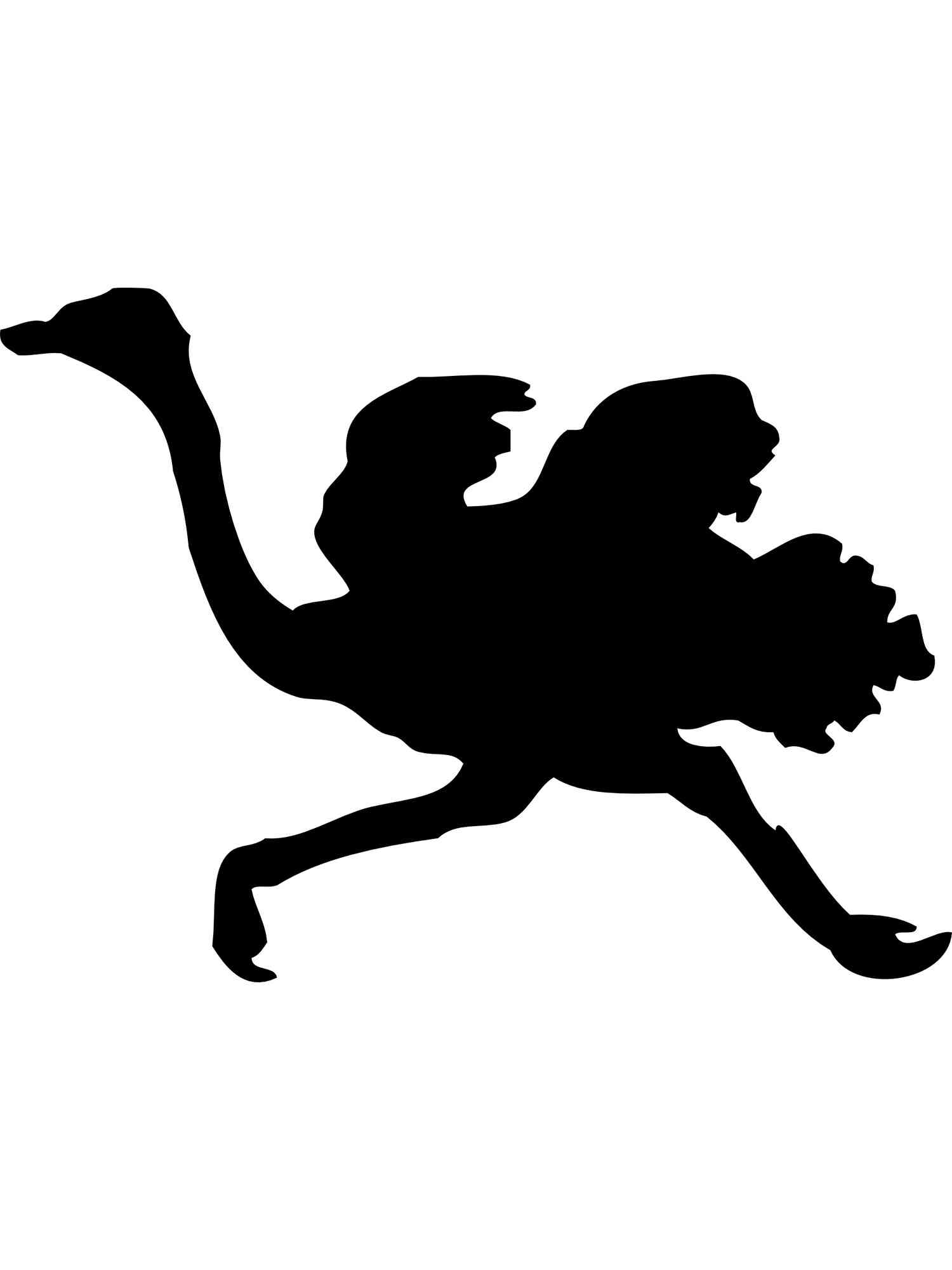 Раскраска трафареты страуса для детей