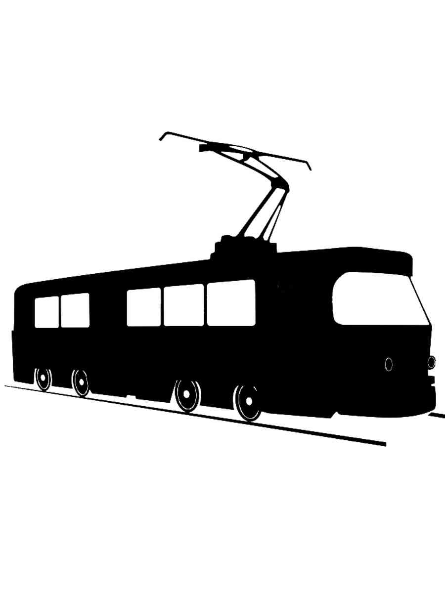 Раскраска трафареты трамвая для детей