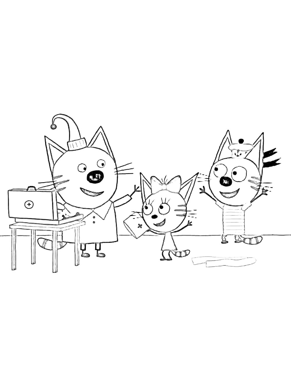Раскраска три кота 5