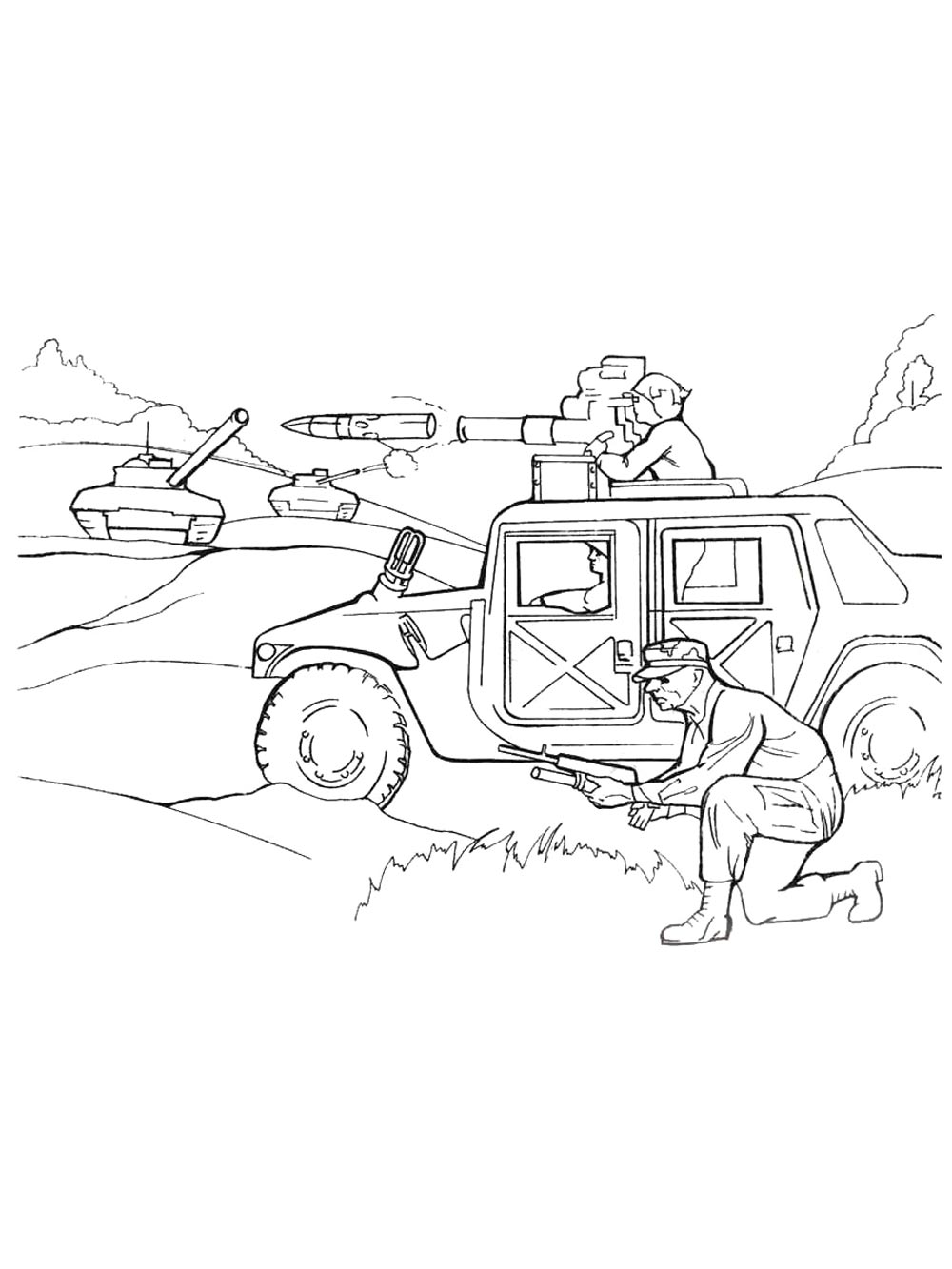 Раскраска Военные 2