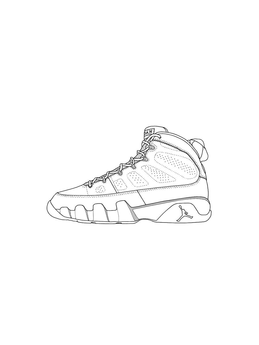 Раскраски air jordan черно-белая раскраска