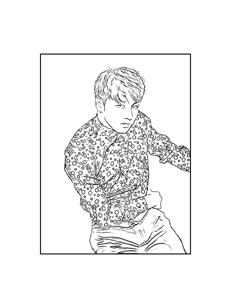 Раскраски бтс (bts) рисунок для раскрашивания 2