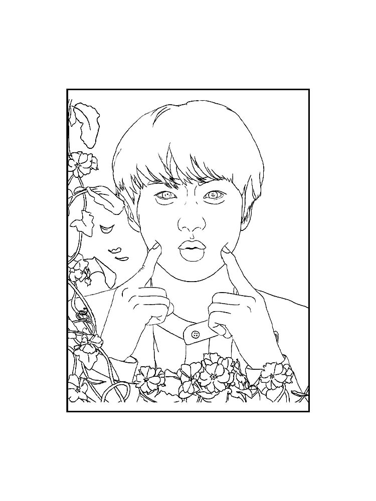 Раскраски бтс (bts) рисунок для раскрашивания