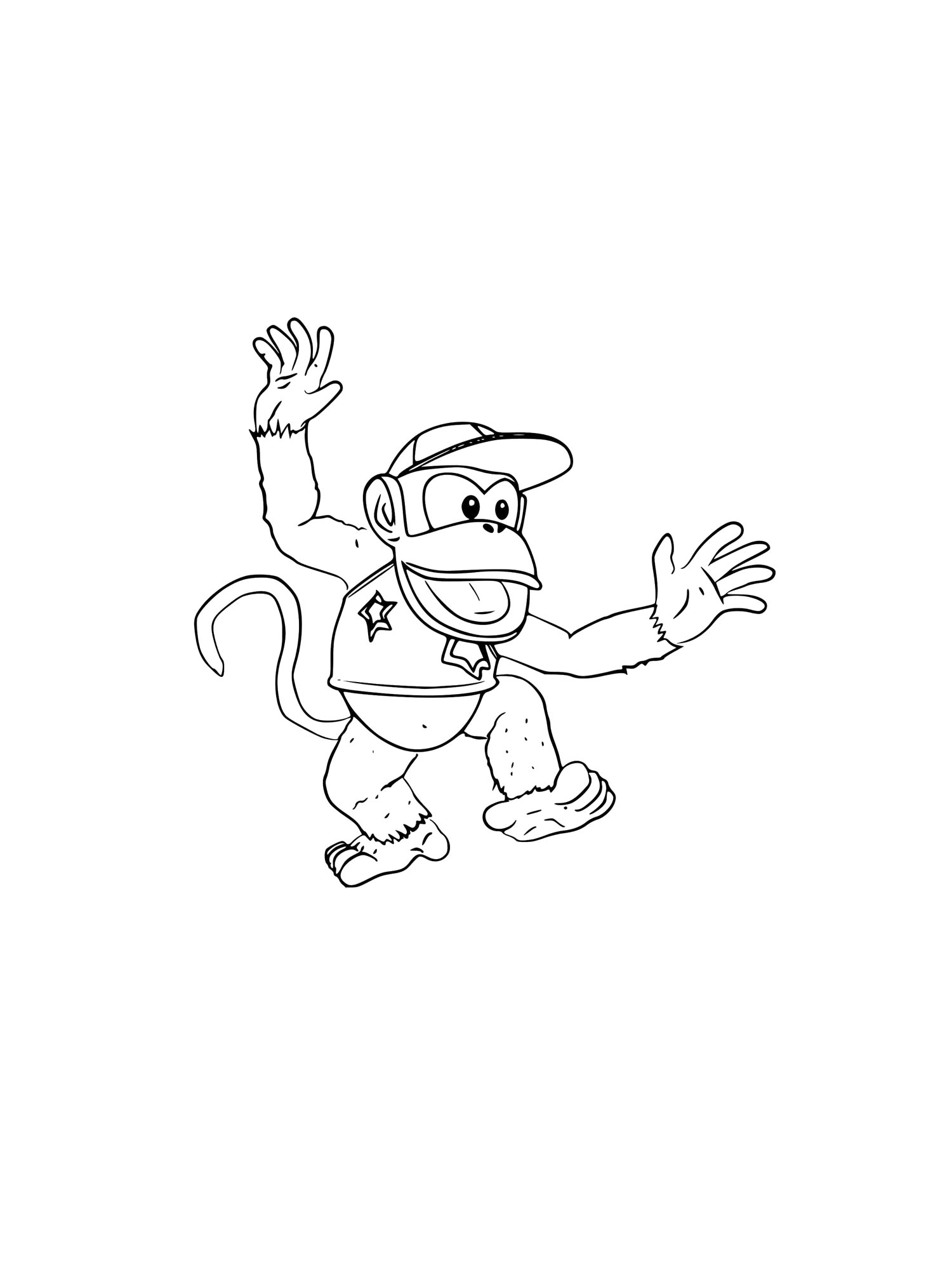 Раскраски diddy kong рисунок для раскрашивания