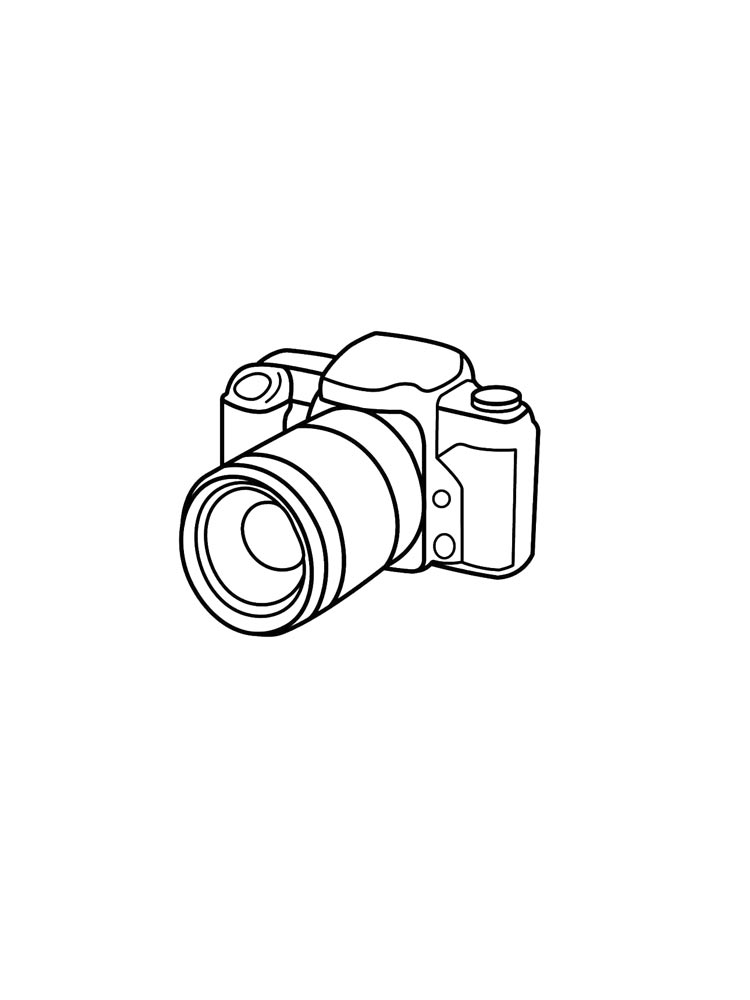 Раскраски фотоаппарат черно-белая раскраска