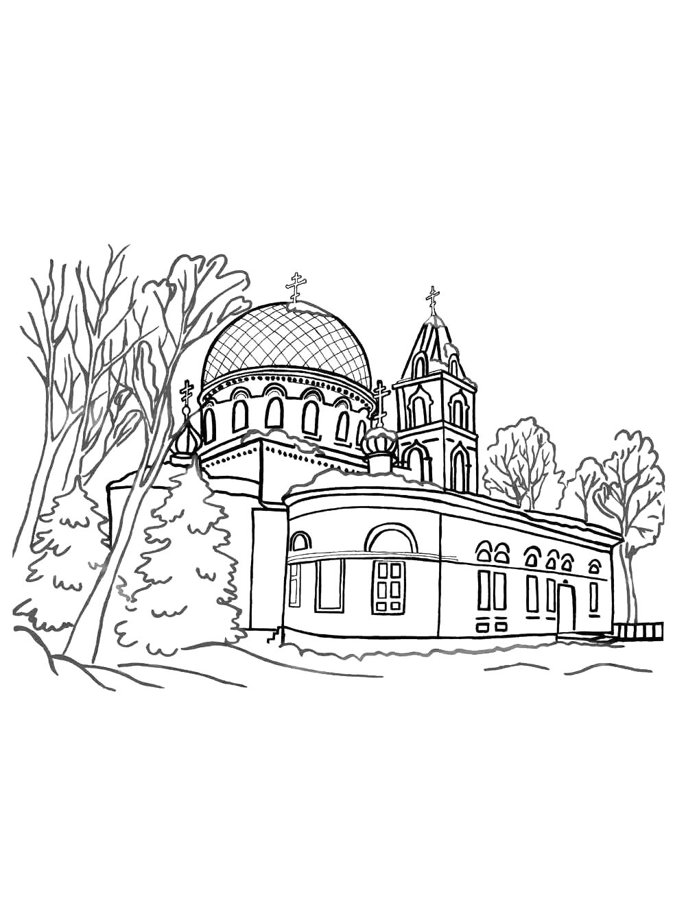 Раскраски храм рисунок для раскрашивания