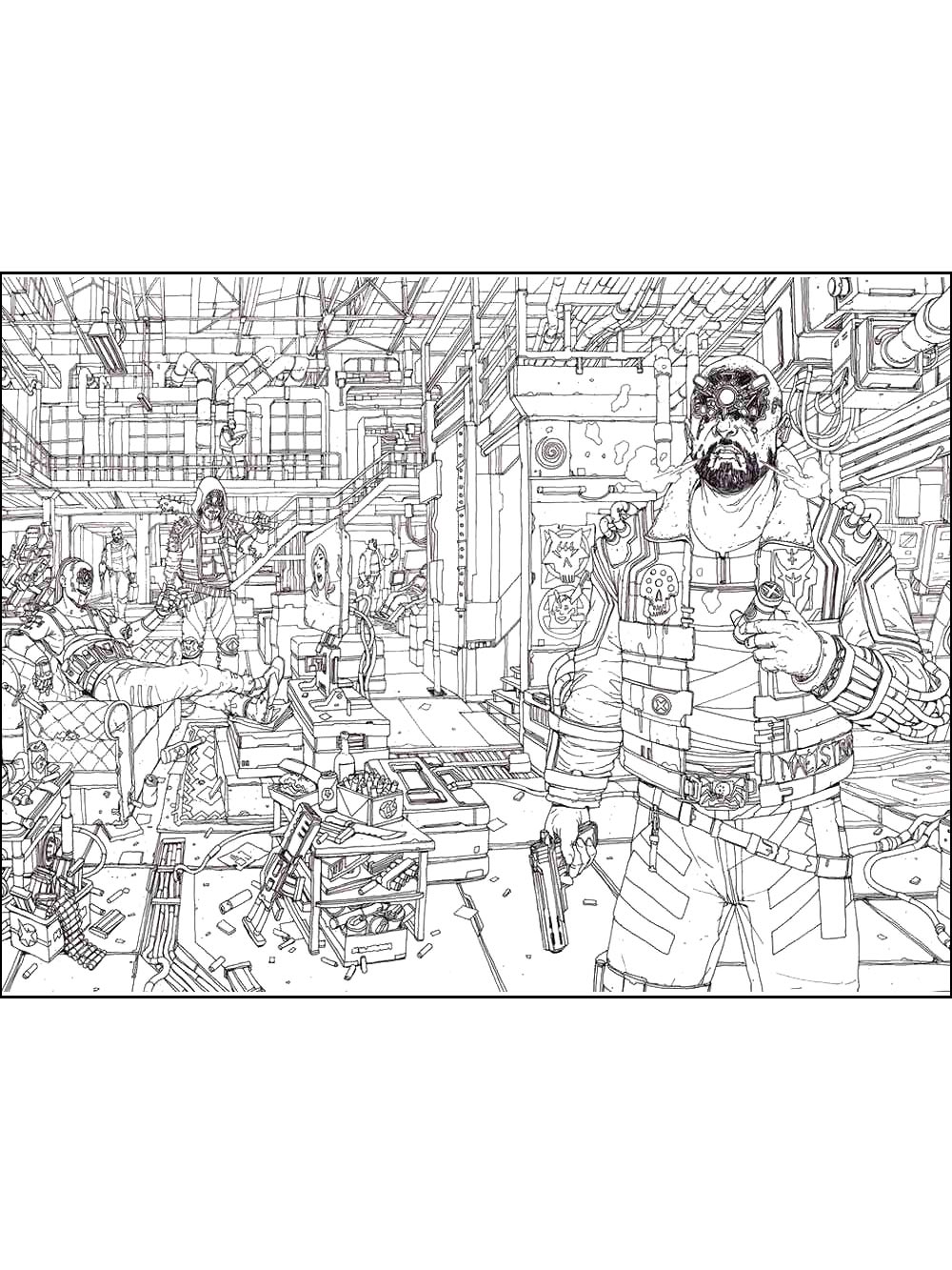 Раскраски киберпанк 2077 рисунок для раскрашивания 2