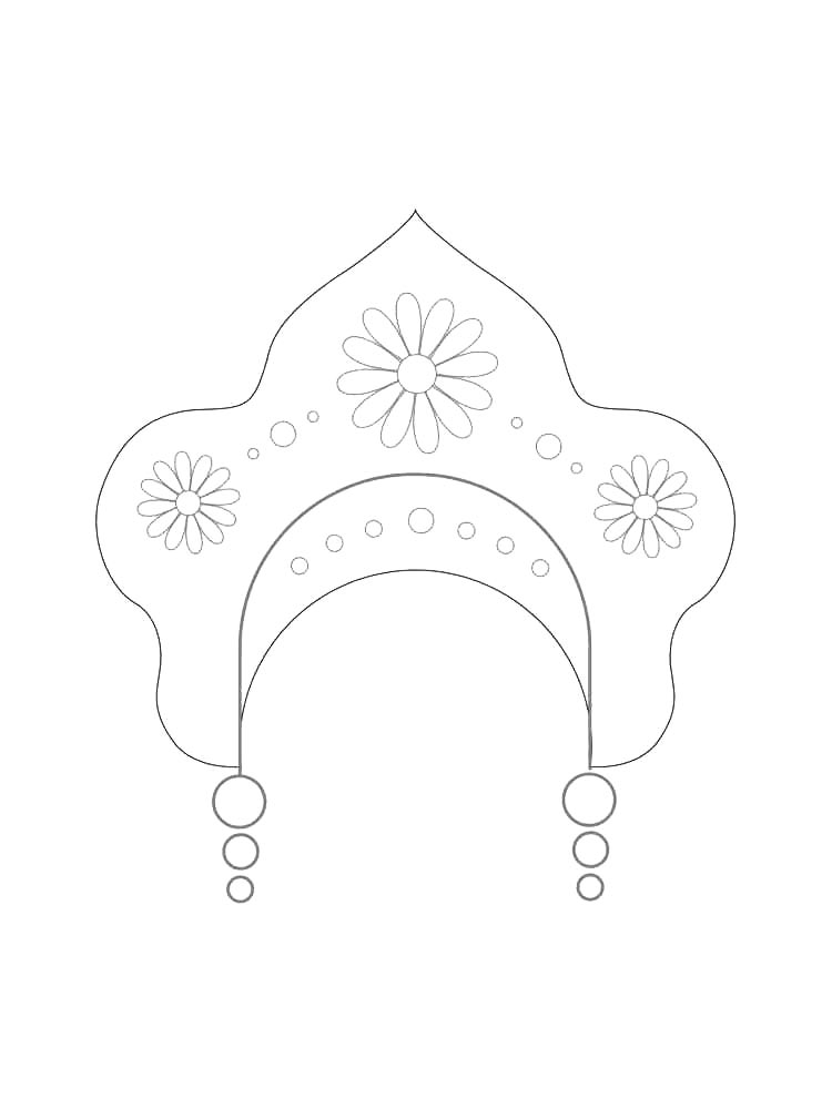 Раскраски кокошник для раскрашивания