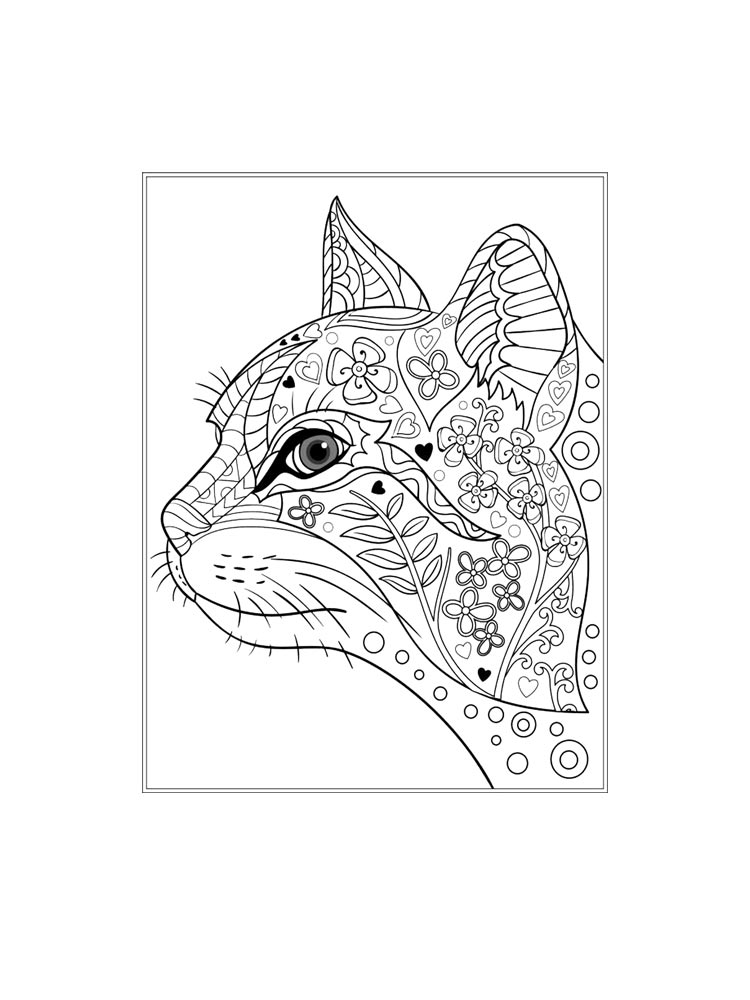 Раскраски кошек антистресс рисунок для раскрашивания