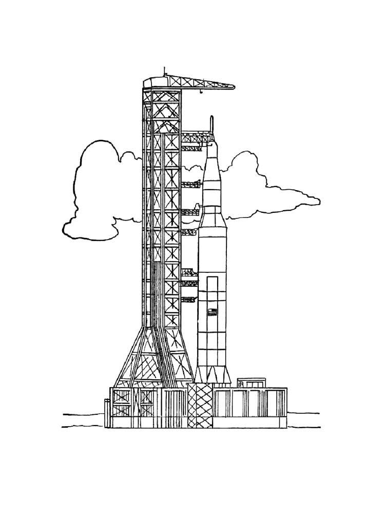 Раскраски космодром черно-белая раскраска