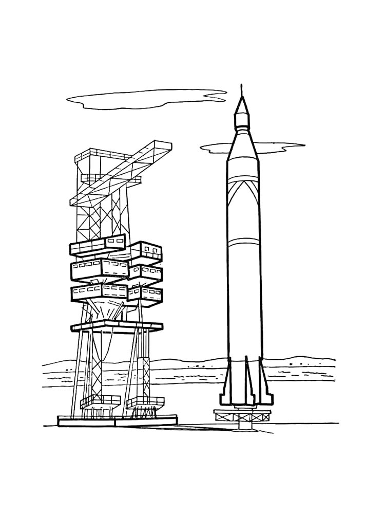 Раскраски космодром рисунок для раскрашивания