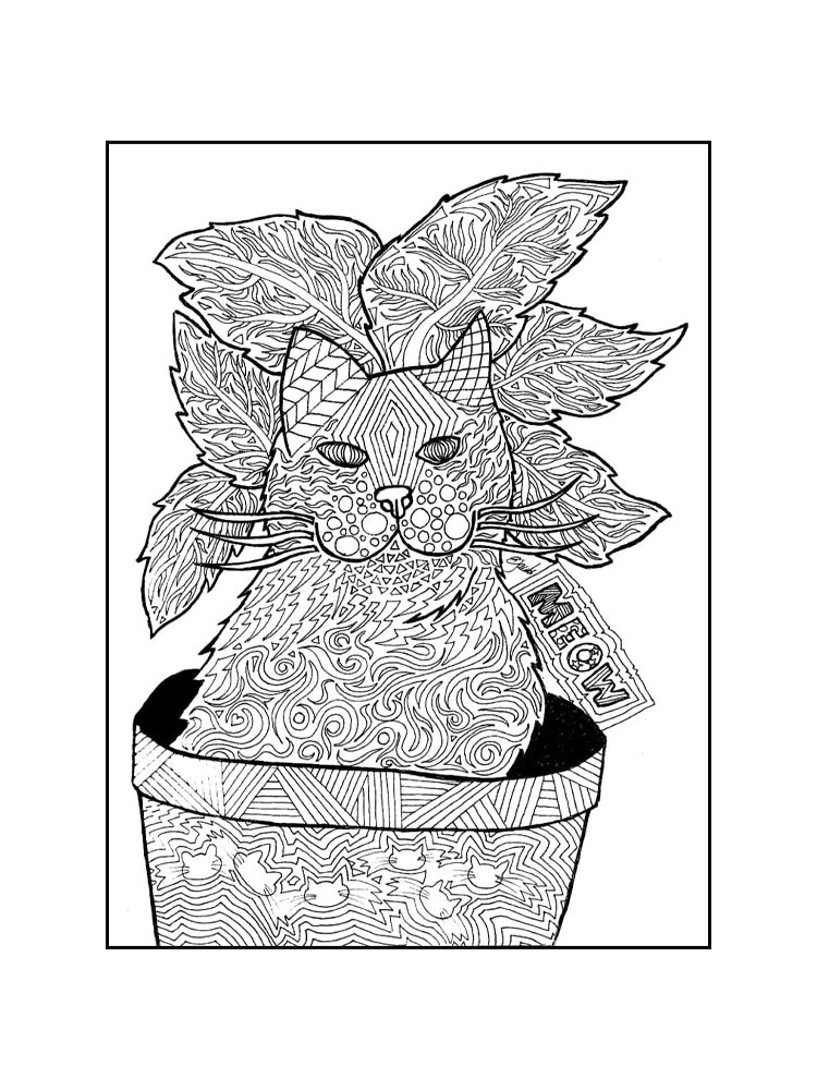 Раскраски кототерапия картинка для раскрашивания