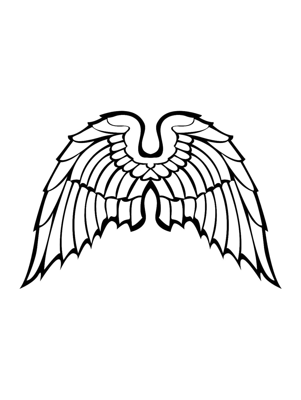 Раскраски крылья черно-белая раскраска 2