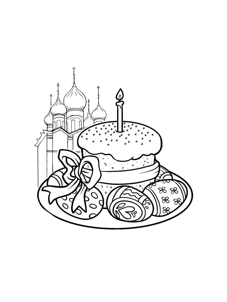 Раскраски кулич черно-белая раскраска 2