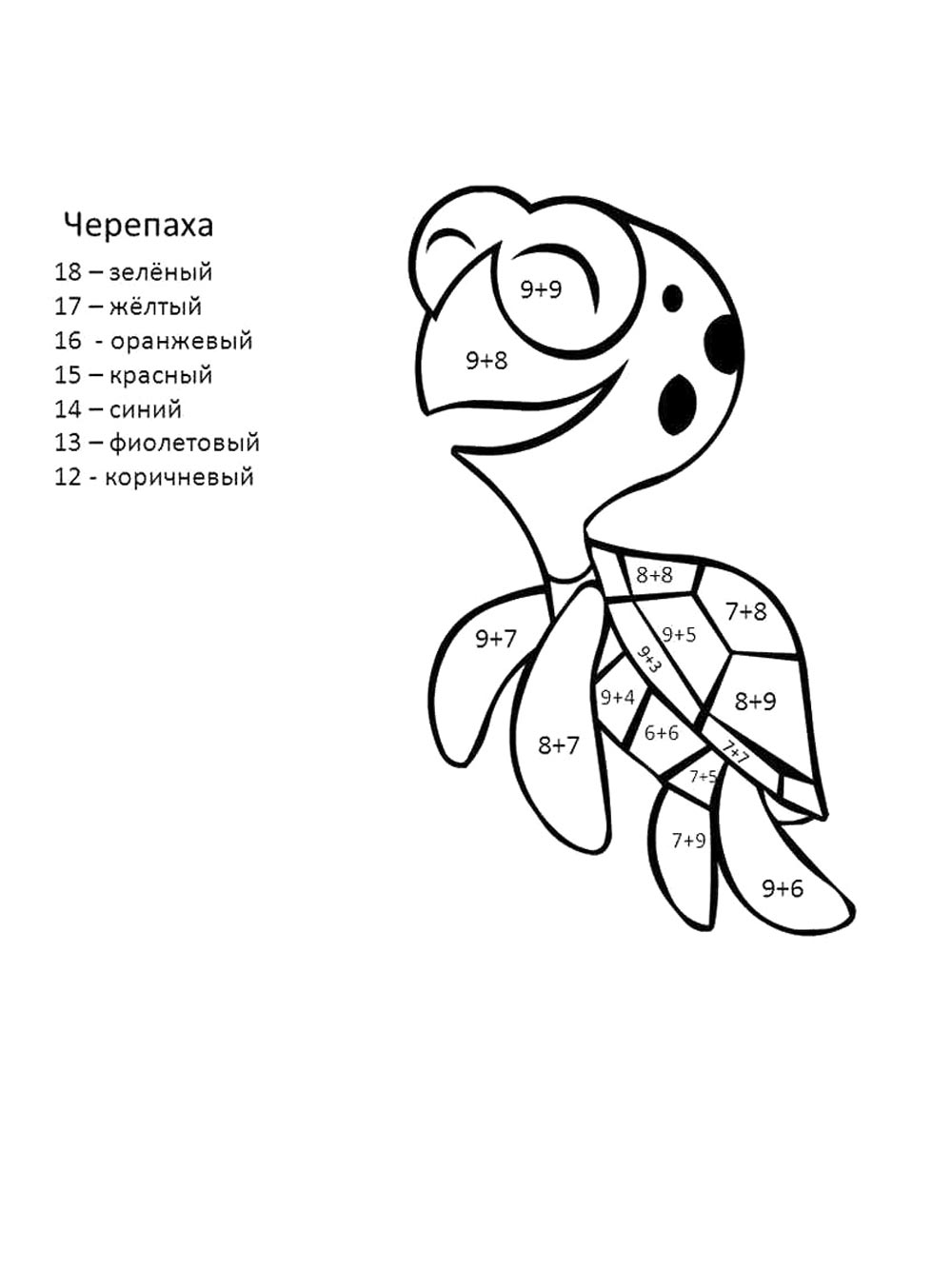 Раскраски с примерами на сложение раскраска для детей