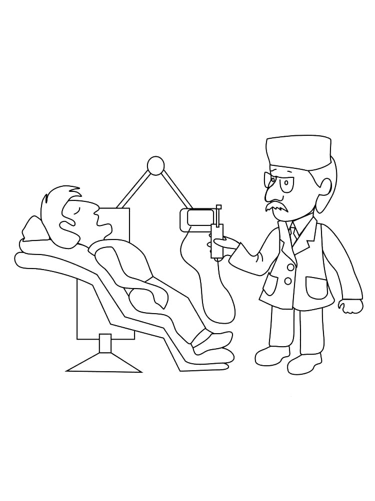 Раскраски стоматолог рисунок для раскрашивания 2
