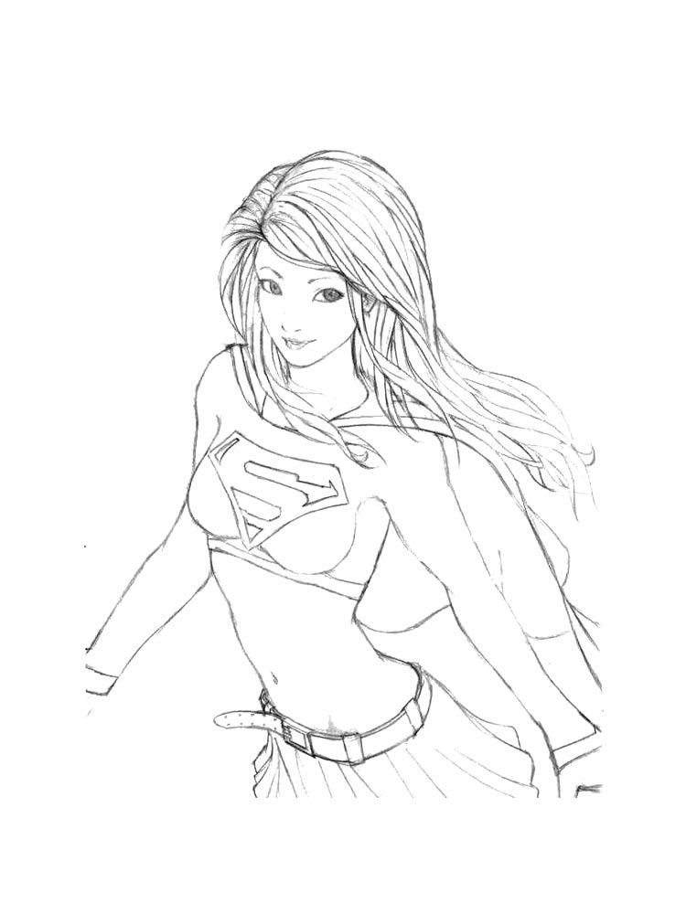 Раскраски супергерл картинка для раскрашивания 2