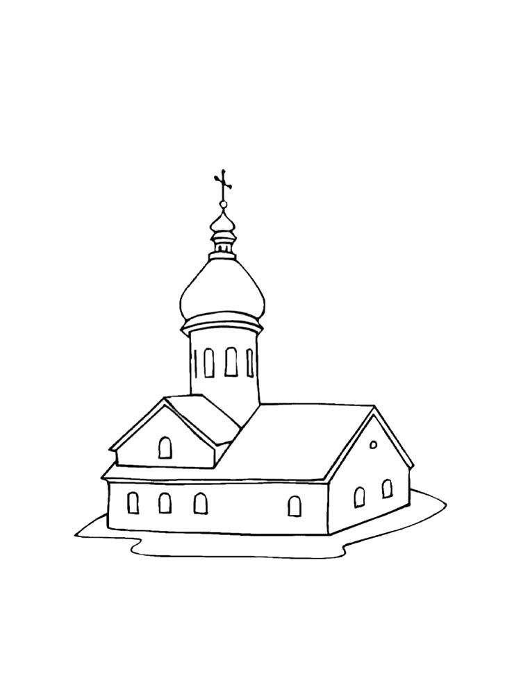 Раскраски церковь черно-белая раскраска 2