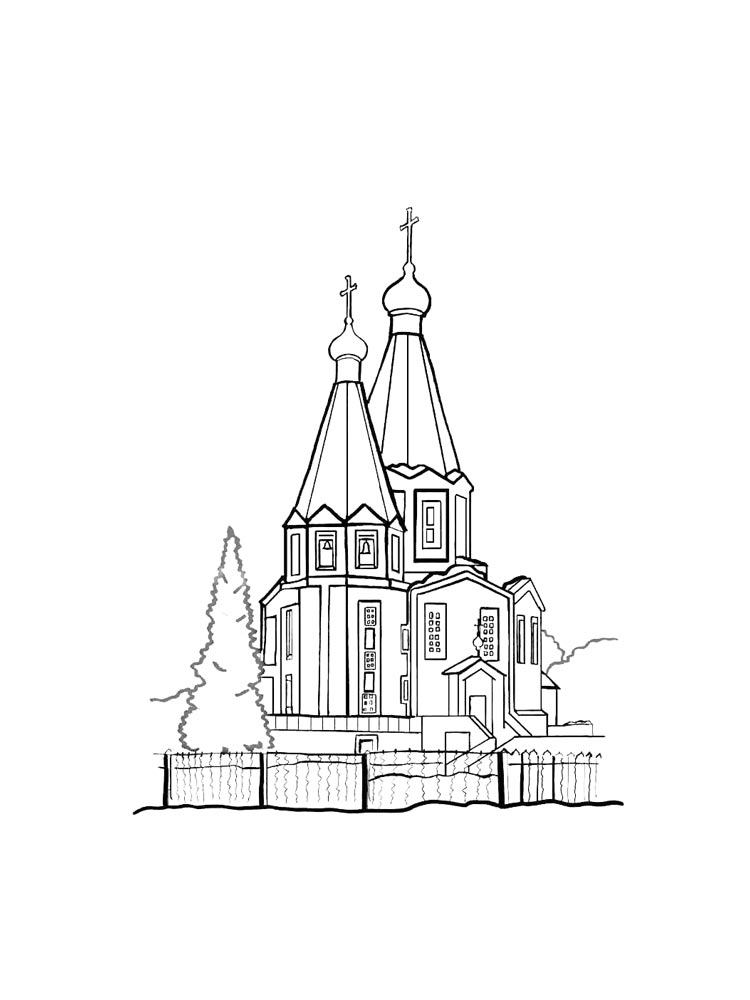 Раскраски церковь картинка для раскрашивания 2