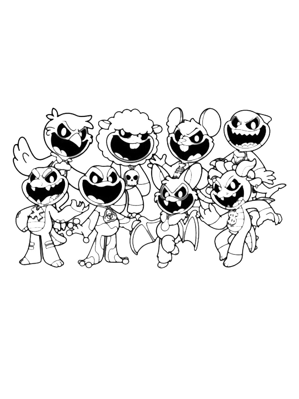 Распечатать раскраску Nightmare Critters Поппи Плейтайм