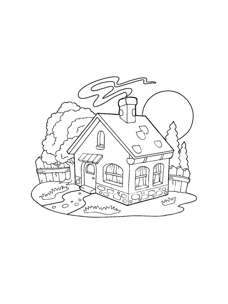 Распечатать раскраску раскраски домик в лесу
