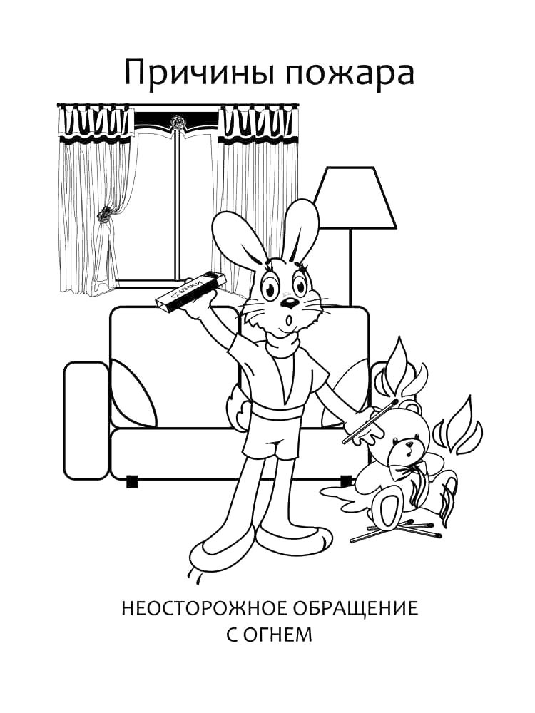 Распечатать раскраску раскраски пожарная безопасность