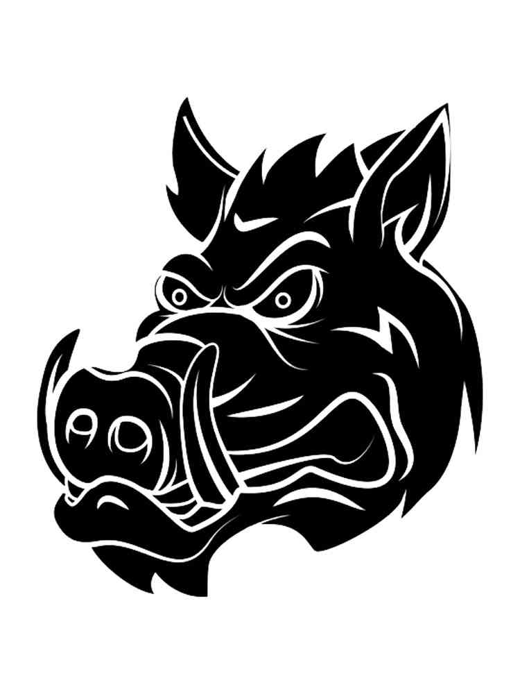 Распечатать раскраску трафареты кабана