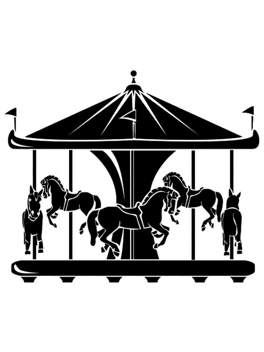 Распечатать раскраску трафареты карусели