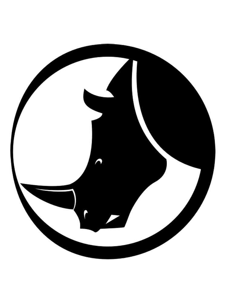 Распечатать раскраску трафареты носорога 2