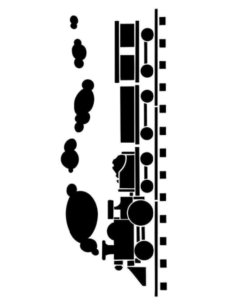 Распечатать раскраску трафареты поезда