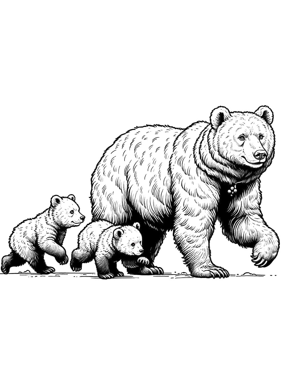 Реалистичная медведица с медвежатами