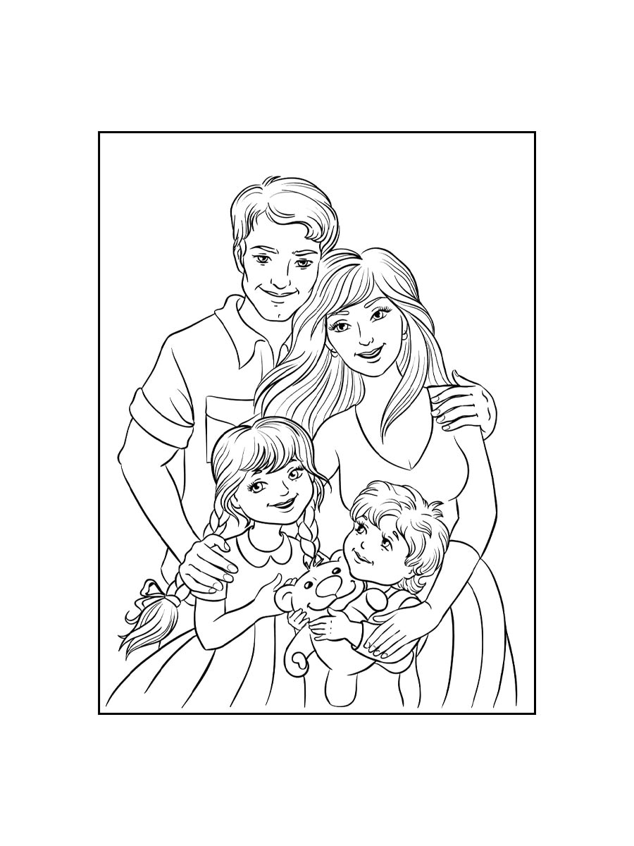 Семья рисунок для раскрашивания 4