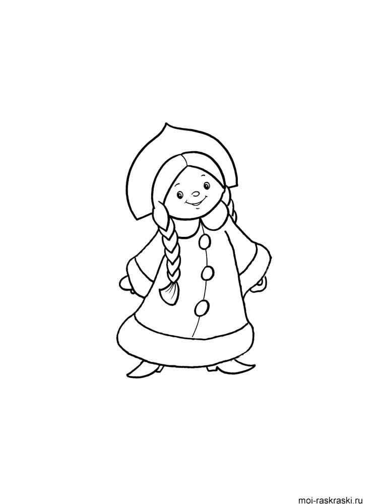 Снегурочка рисунок для раскрашивания 4