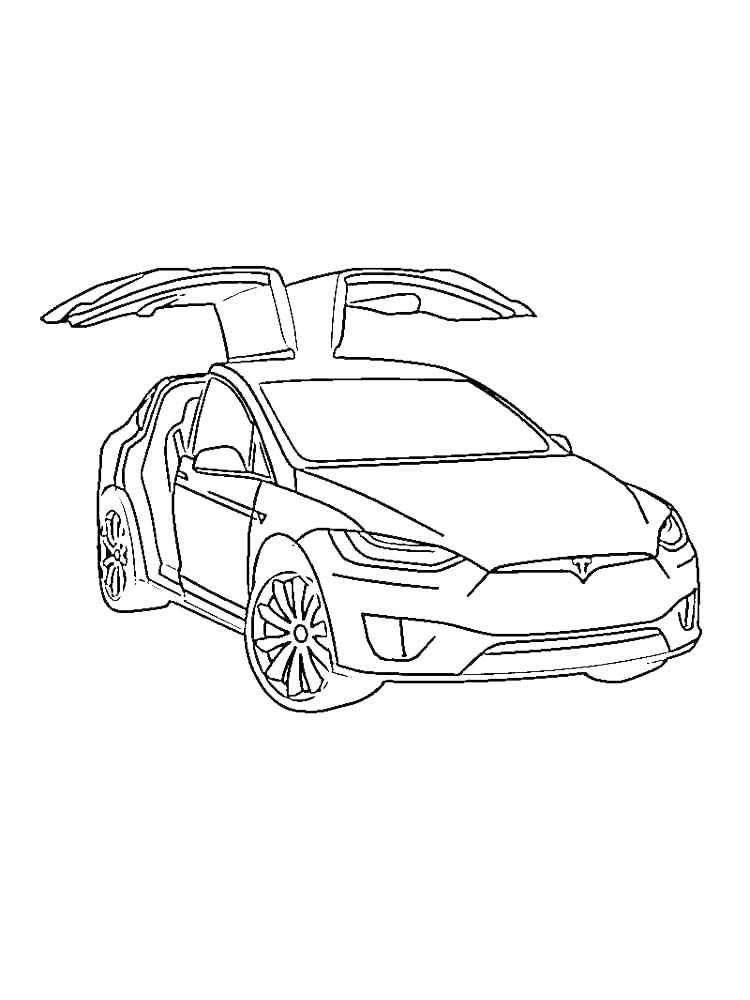 Tesla Model X с поднятыми дверями