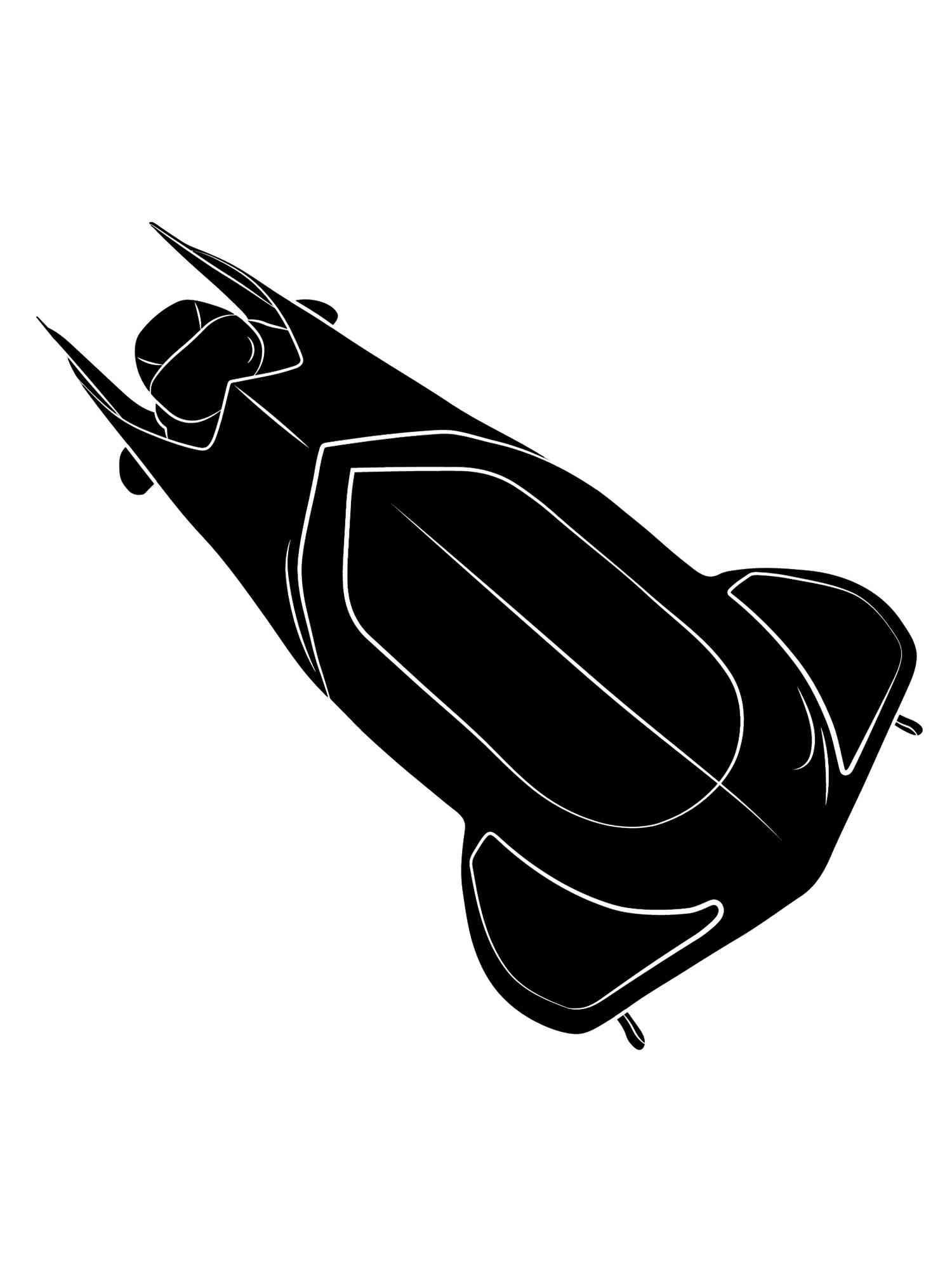 Трафарет бобслей черно-белая раскраска