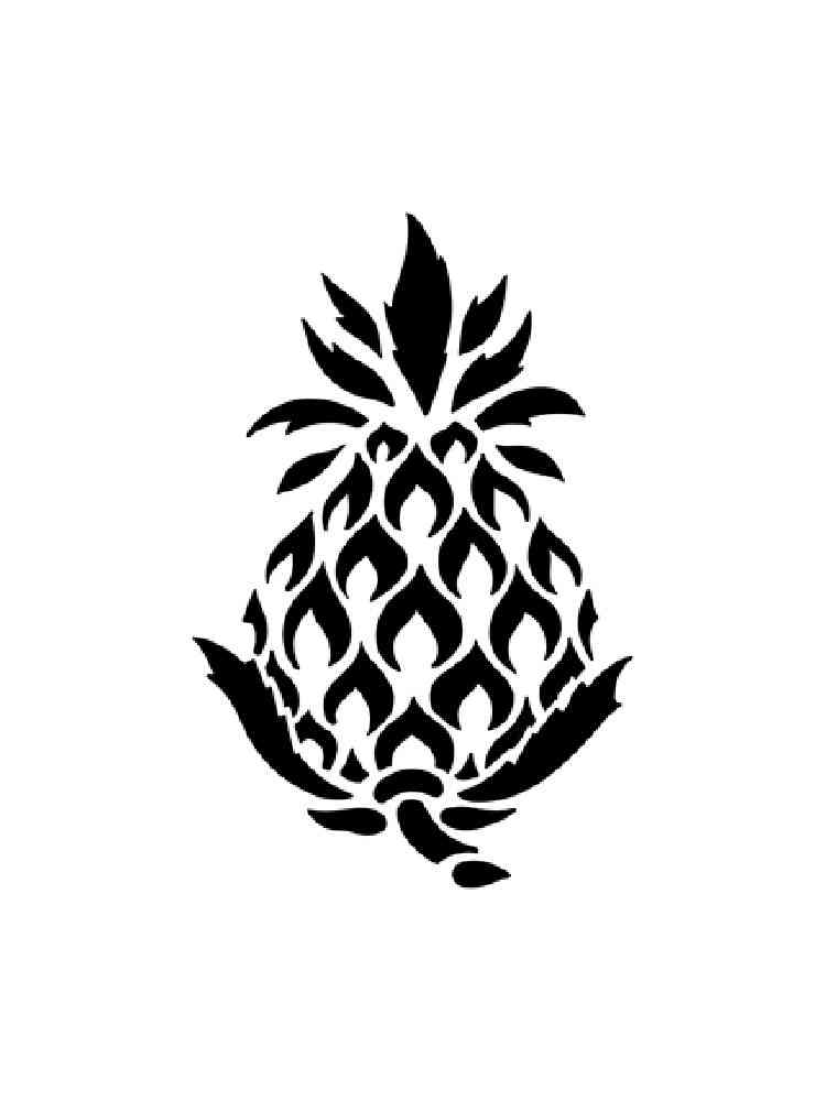 Трафареты ананаса рисунок для раскрашивания 2