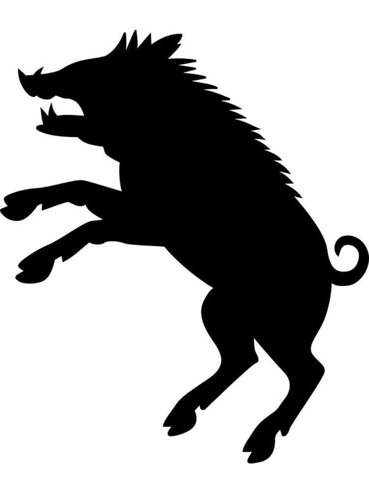 Трафареты кабана черно-белая раскраска 2