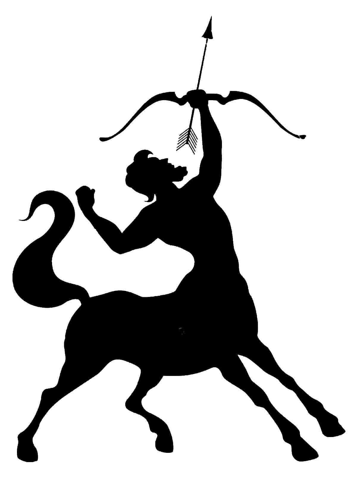 Трафареты кентавра черно-белая раскраска
