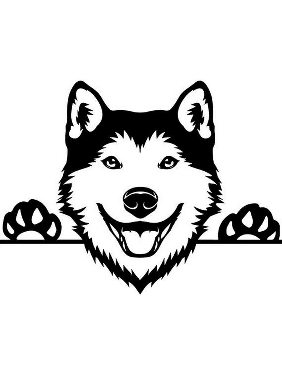 Трафареты хаски рисунок для раскрашивания 2