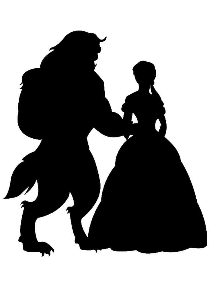 Трафареты красавицы и чудовища для раскрашивания