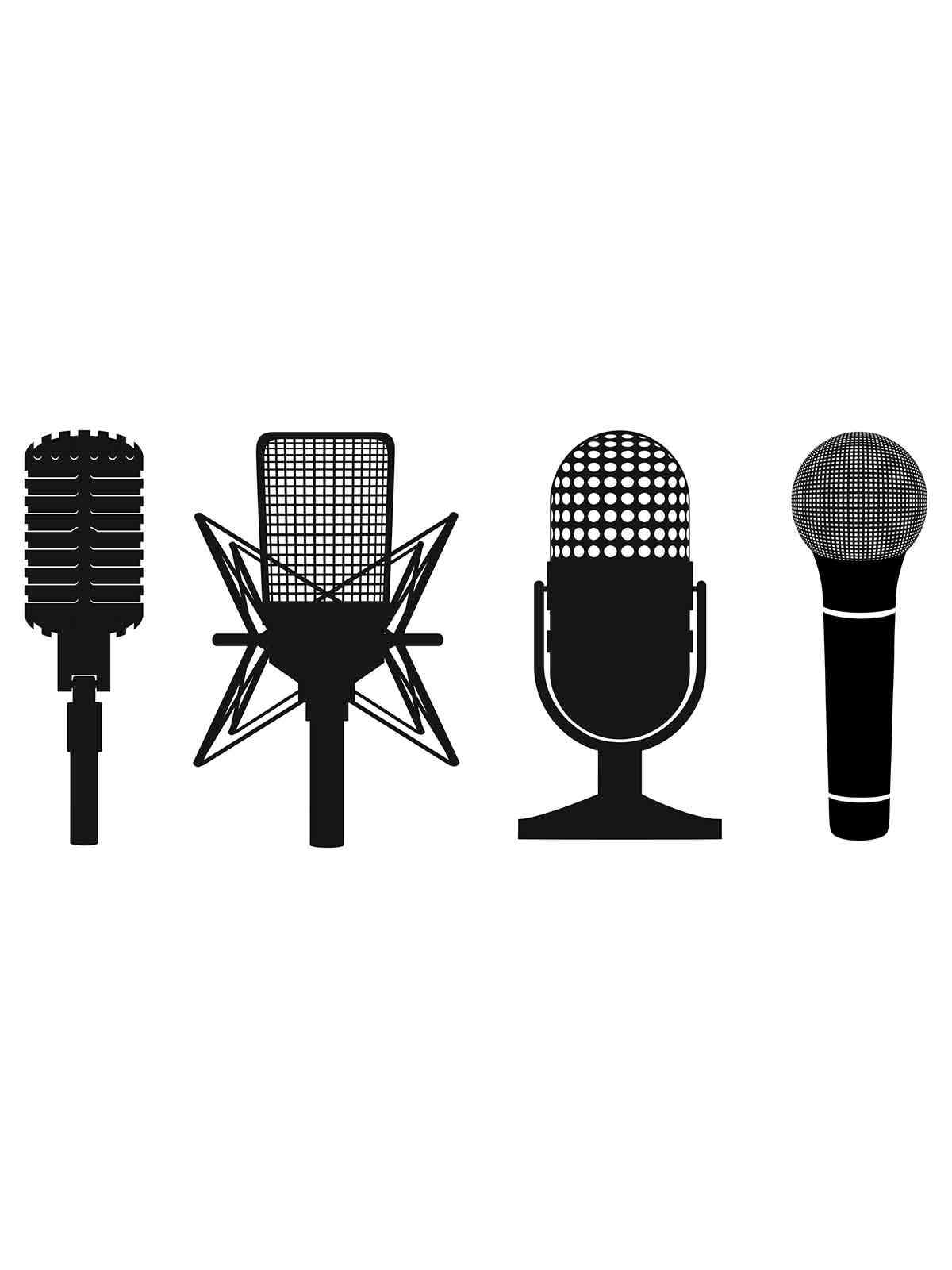 Трафареты микрофона черно-белая раскраска